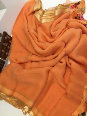 Pure marble chiffon sarees with blouse (4)