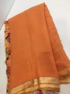 Pure marble chiffon sarees with blouse (5)