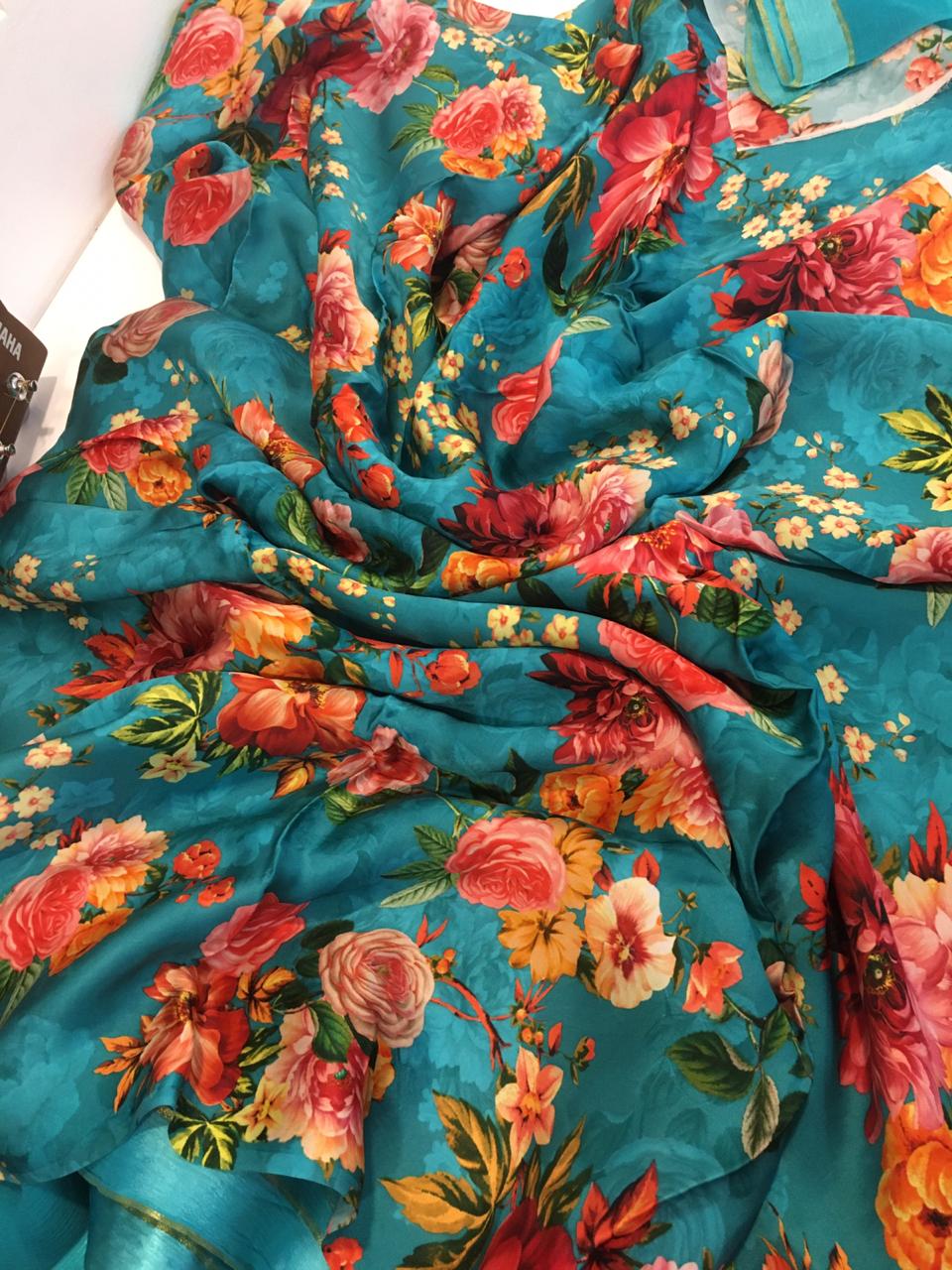Pure marble chiffon sarees with blouse | siri designers