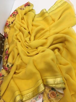 Pure marble chiffon sarees with blouse (8)