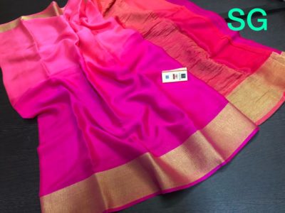 Pure mysore silk wrinkle crepe sarees with blouse (12)