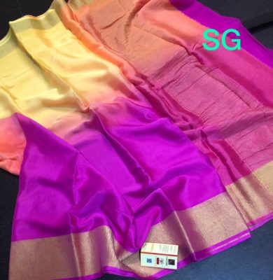 Pure mysore silk wrinkle crepe sarees with blouse (13)