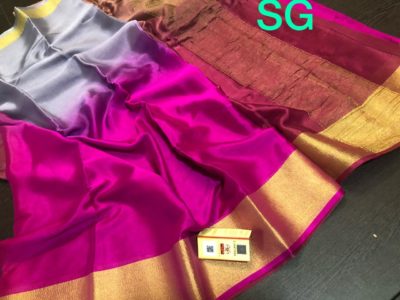 Pure mysore silk wrinkle crepe sarees with blouse (16)