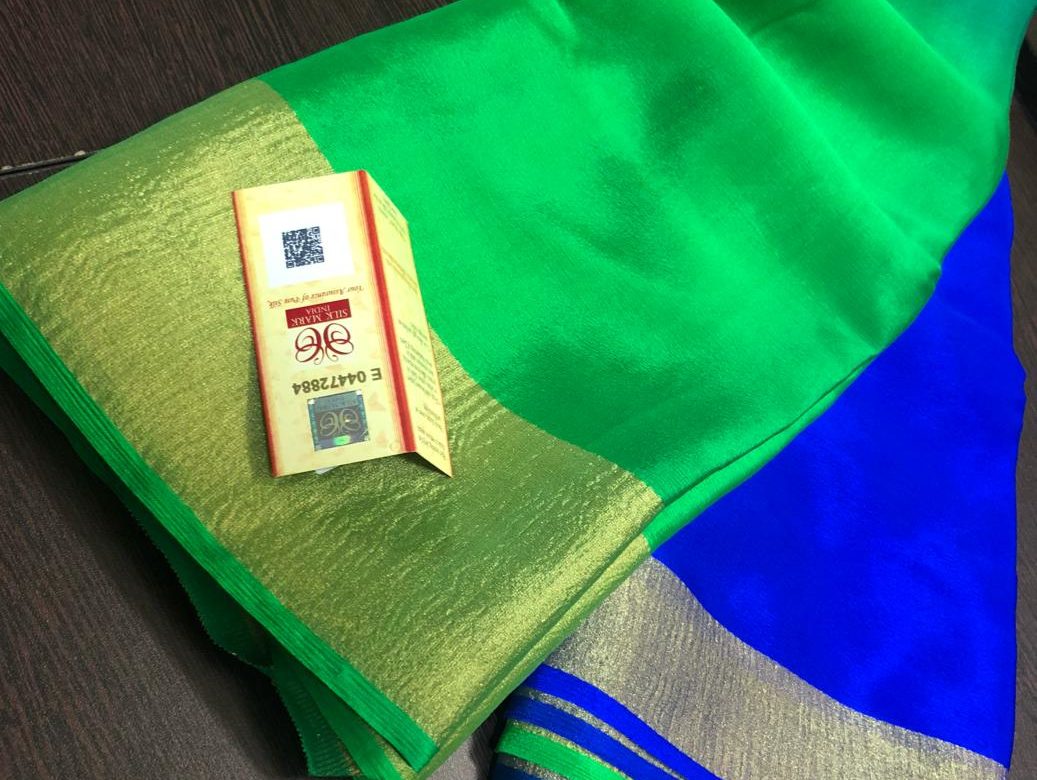 Pure mysore silk wrinkle crepe sarees with blouse (3)
