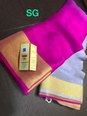 Pure mysore silk wrinkle crepe sarees with blouse (6)