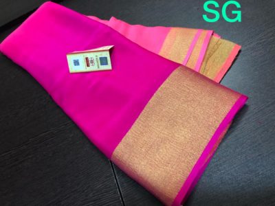 Pure mysore silk wrinkle crepe sarees with blouse (9)