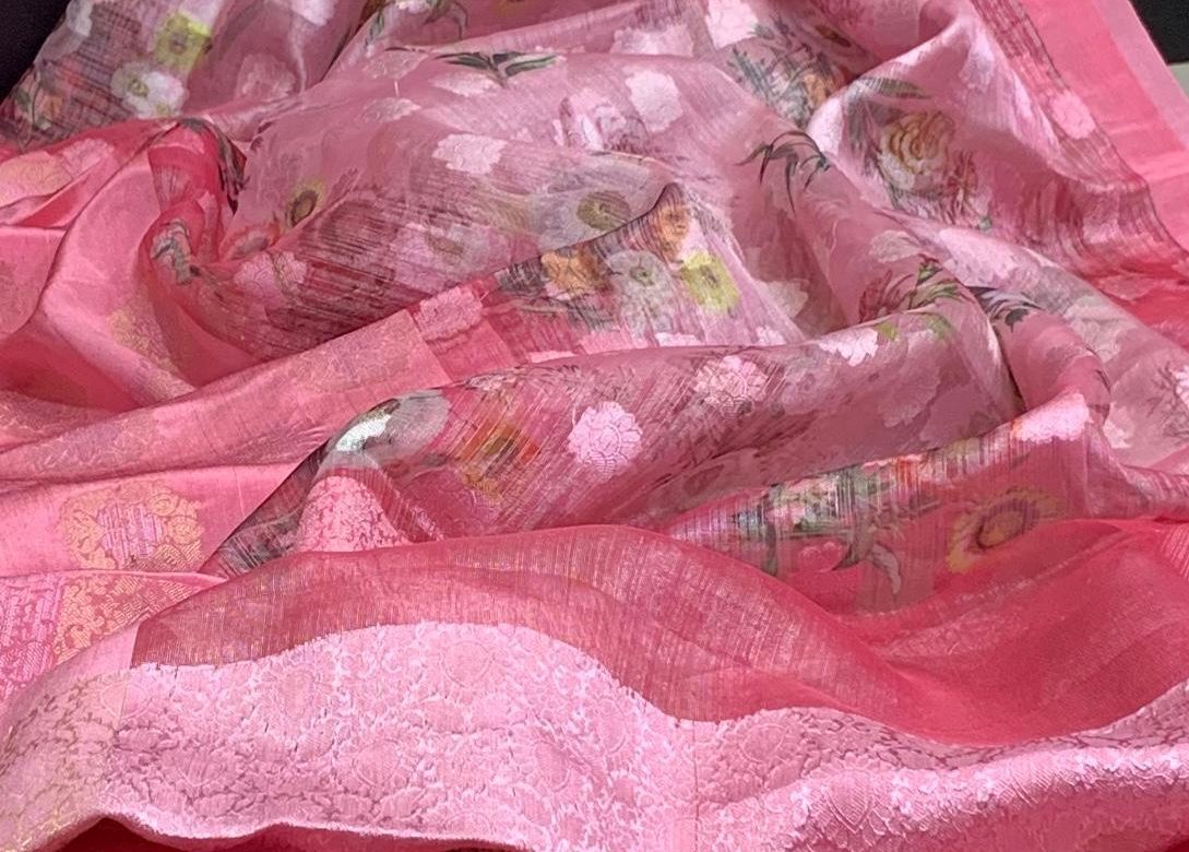 Pure organza allover printed sarees (1)