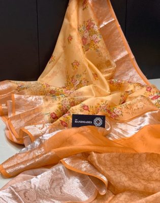 Pure premium kora by kora printed sarees (2)
