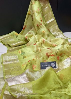 Pure premium kora by kora printed sarees (5)