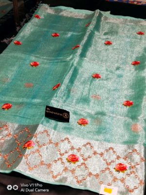 Tissue linen with floral design with blouse (2)