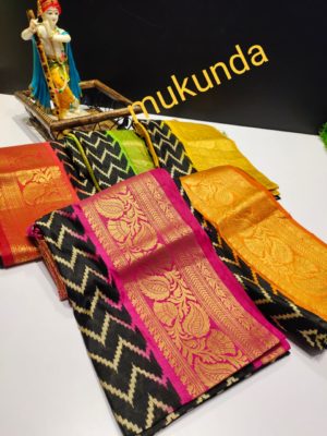 Banarasi ikkat silk sarees with border (2)