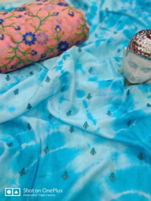 Beautiful chiniya silk sarees with blouse (1)