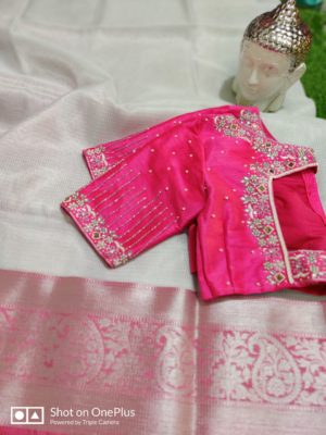 Beautiful silver tissue sarees with blouse (1)