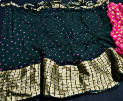 Chiffon georgette bandini print sarees with border (1)