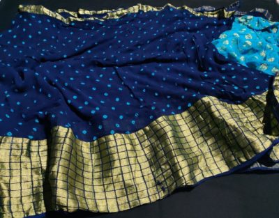 Chiffon georgette bandini print sarees with border (4)