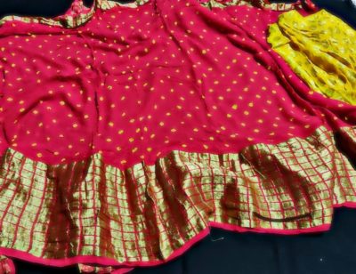 Chiffon georgette bandini print sarees with border (5)