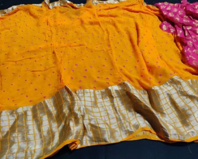 Chiffon georgette bandini print sarees with border (6)
