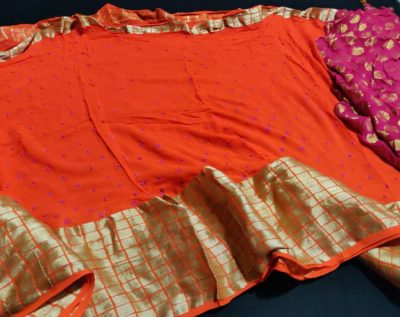 Chiffon georgette bandini print sarees with border (7)