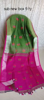 Exclusive pure linen jamdhani saree with blouse (11)