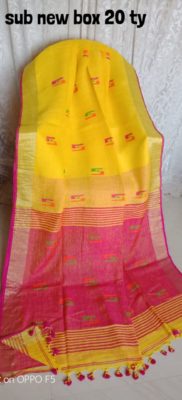 Exclusive pure linen jamdhani saree with blouse (2)
