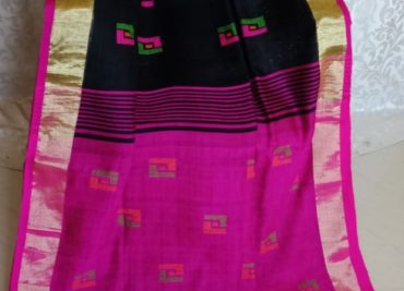 Exclusive pure linen jamdhani saree with blouse (3)