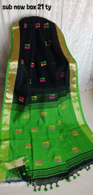 Exclusive pure linen jamdhani saree with blouse (5)