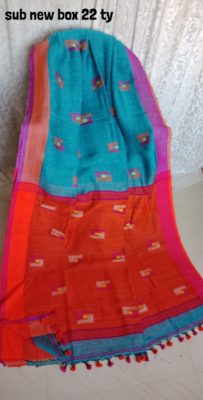 Exclusive pure linen jamdhani saree with blouse (6)