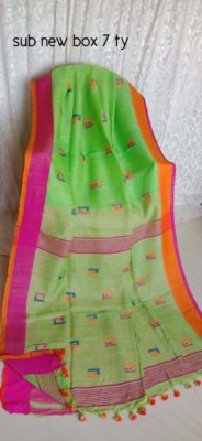 Exclusive pure linen jamdhani saree with blouse (8)