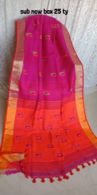Exclusive pure linen jamdhani saree with blouse (9)