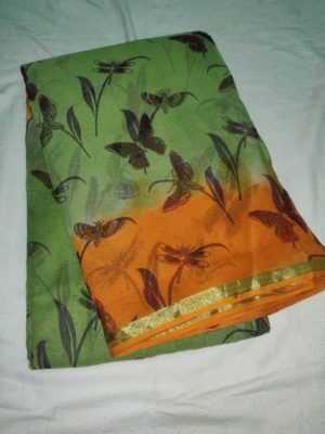 Georgette sarees with allover prints with blouse (13)