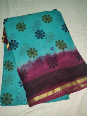 Georgette sarees with allover prints with blouse (19)