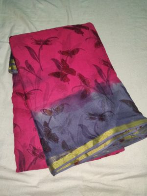 Georgette sarees with allover prints with blouse (5)