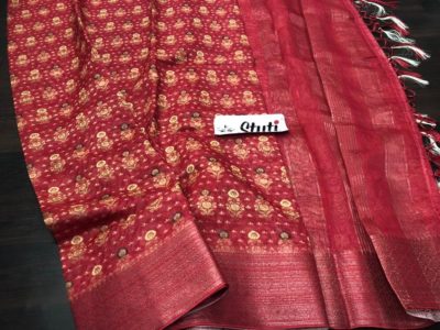 Handloom linen blend silk sarees with blouse (2)