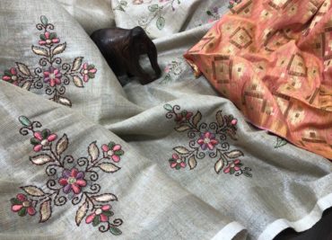 Khadhi linen cotton sarees with blouse (3)
