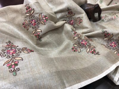 Khadhi linen cotton sarees with blouse (4)