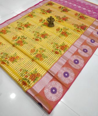 Latest floral organza sarees with border (11)