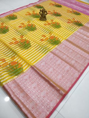 Latest floral organza sarees with border (12)