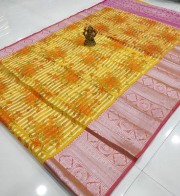 Latest floral organza sarees with border (2)