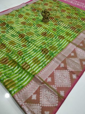 Latest floral organza sarees with border (6)