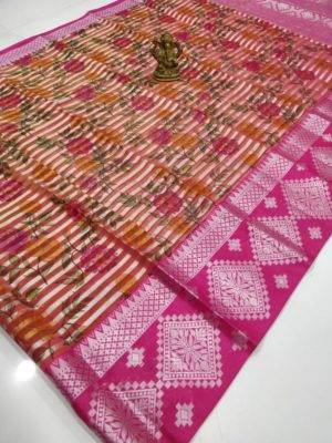 Latest floral organza sarees with border (7)