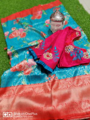 Latest soft banaras sarees with work blouse (2)