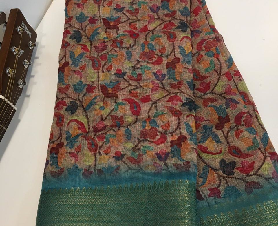 Lite weight digital print jute silk sarees (17)