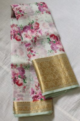 New kora digital printed sarees with border (1)