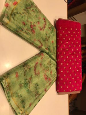 Organza printed checks sarees with blouse (2)