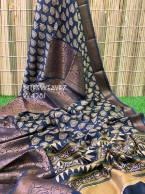 Pure chanderi printed sarees with border (1)