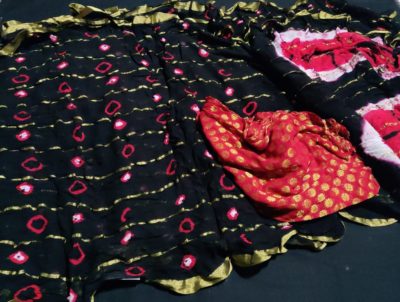 Pure georgette sarees with bandini prints (8)