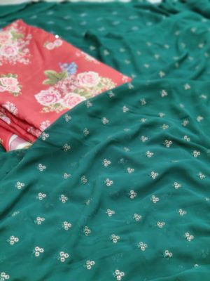Pure georgette sarees with printed blouse (8)