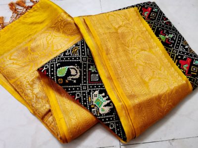Pure jute silk sarees with contrast blouse (4)