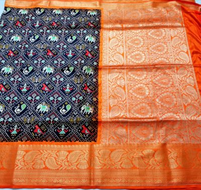 Pure jute silk sarees with contrast blouse (9)
