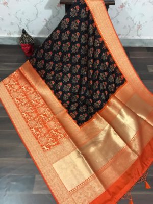 Pure kalamkari banaras silk sarees with blouae (1)